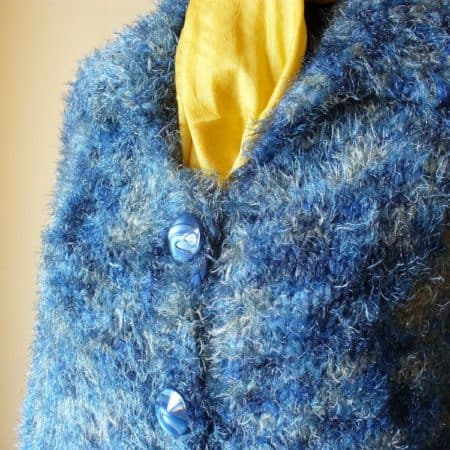 Blue Hand Knit Women Cardigan