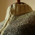 Hand Knit Ski Women Jacket In White And Brown Melange