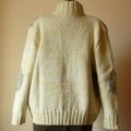Hand Knit Ski Women Jacket In White And Brown Melange