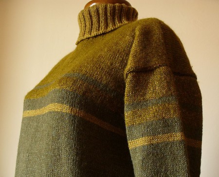 Hand Knit Women Jumper in Umber and Gold