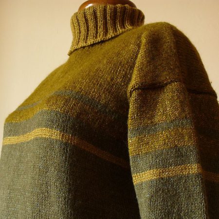 Hand Knit Women Jumper in Umber and Gold