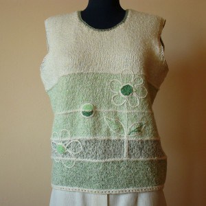 Hand Knit Women Sleeveless Jumper with beading details