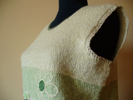 Hand Knit Women Sleeveless Jumper with beading details