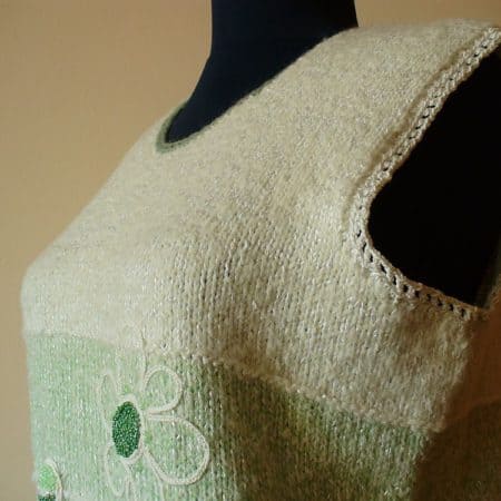 Hand Knit Women Sleeveless Jumper with beading details