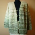 Hand Knit Women Cardigan With Front Crochet Edging