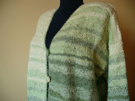 Hand Knit Women Cardigan With Front Crochet Edging