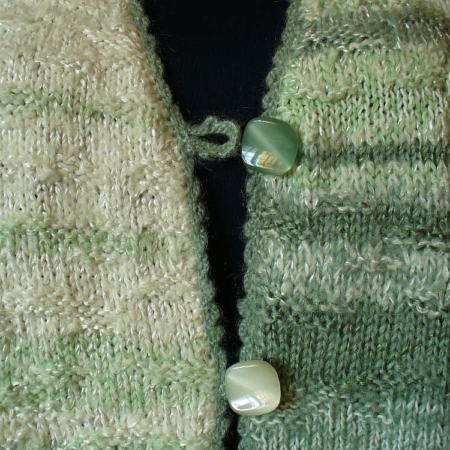 Hand Knit Women Cardigan With Front Crochet Edging