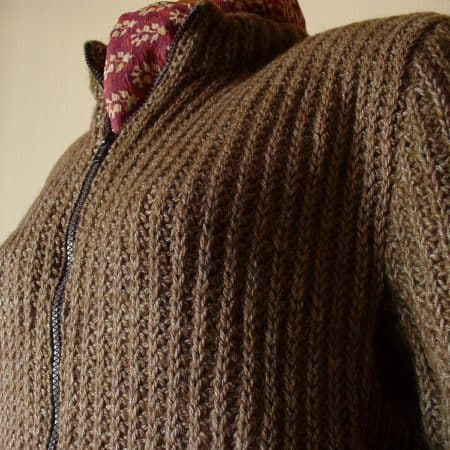 Hand Knit Women Cardigan In Walnut Brown With Side Pockets