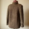 Hand Knit Women Cardigan In Walnut Brown With Side Pockets