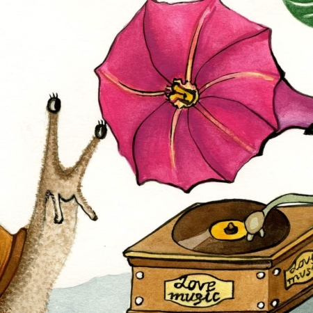 LOVE MUSIC – Original watercolor painting close up