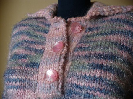 Pink-Blue Hand Knit Women's Jumper