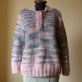 Pink-Blue Hand Knit Women's Jumper