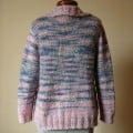 Pink-Blue Hand Knit Women's Jumper