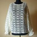 White Hand Crochet Women Jumper With Long Sleeves